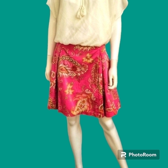 GEORGE ME Pink A-line Paisley Pleated Flare Mini Skirt - Picture 1 of 3